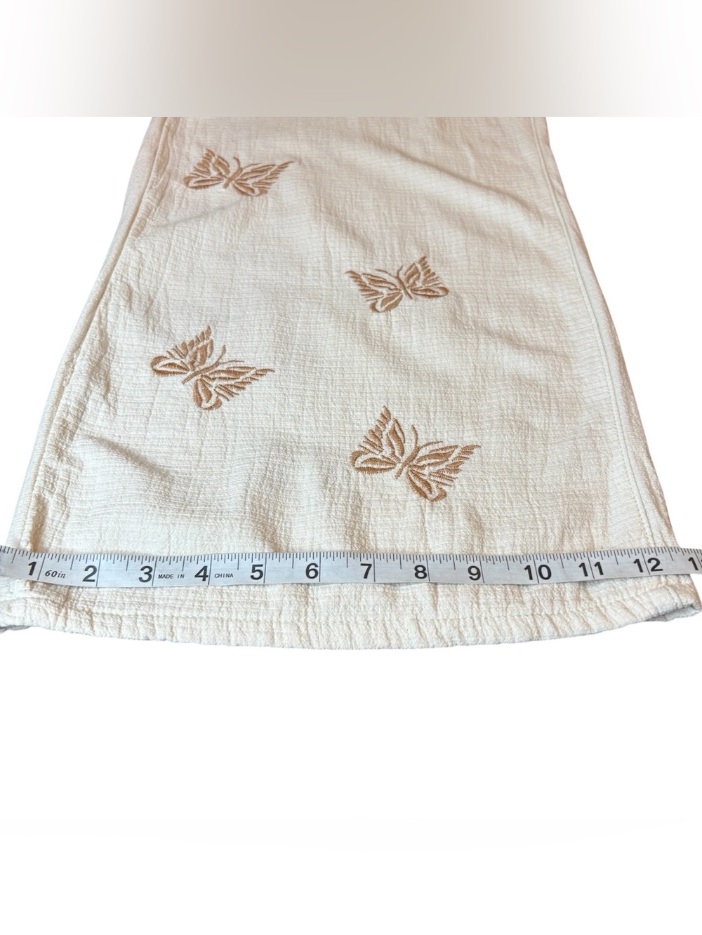 POL Embroidered Butterfly Wide Leg Trousers Medium Boho Cotton Cottagecore - Picture 9 of 12